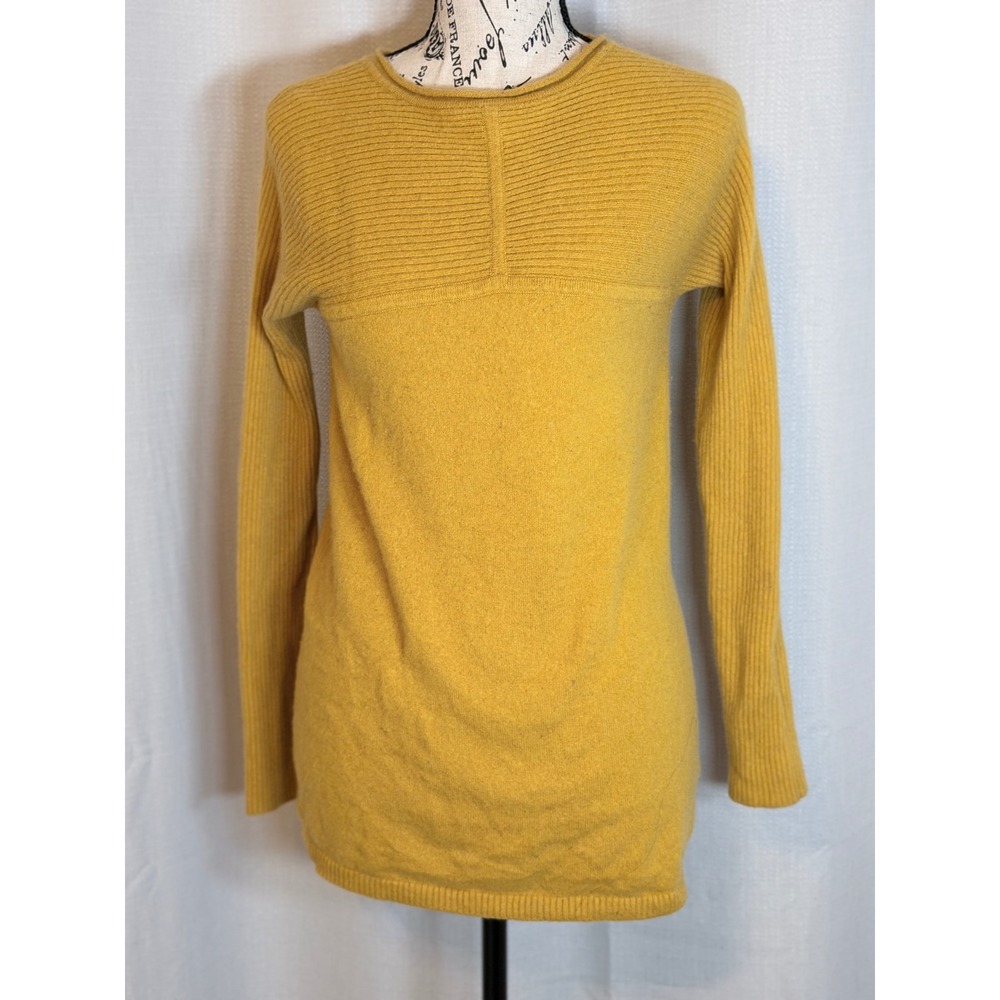 Rumere Cashmere Sweater Minimalist Ribbed Mustard Yellow Size 38